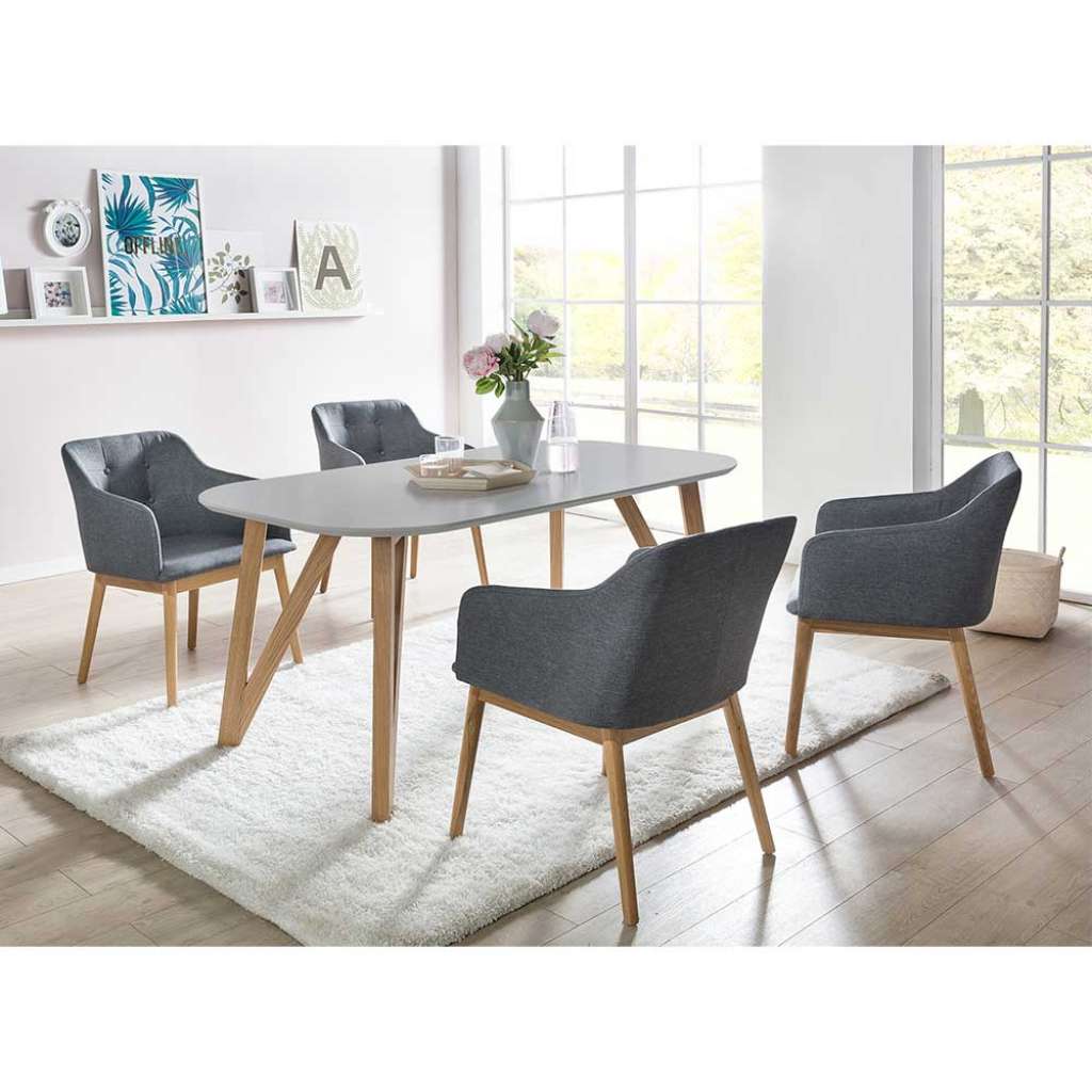 Essplatzgruppe in Grau Anthrazit Eiche Skandi Design (fünfteilig)