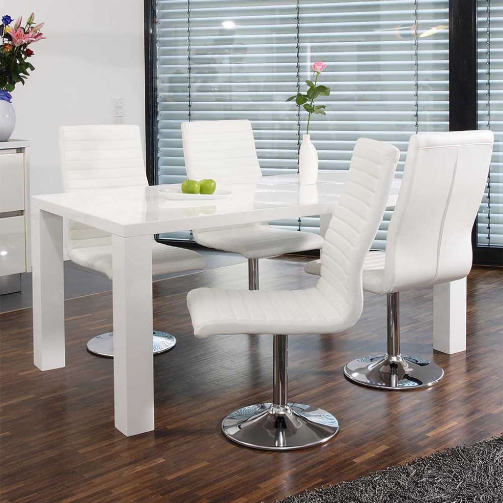 Esszimmerkombination Hochglanz Tisch vier Stühle (fünfteilig)