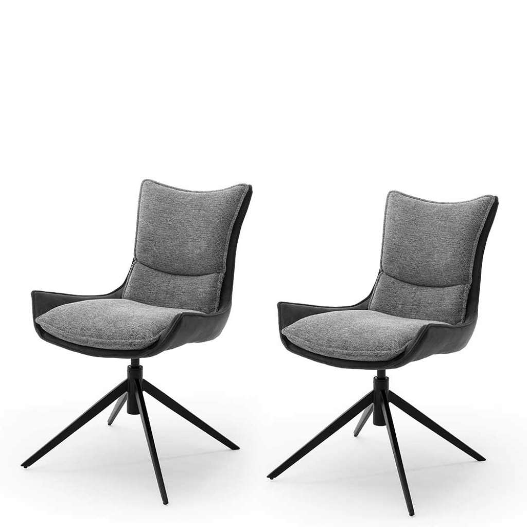 Esstisch Stühle in Anthrazit und Schwarz drehbar (2er Set)