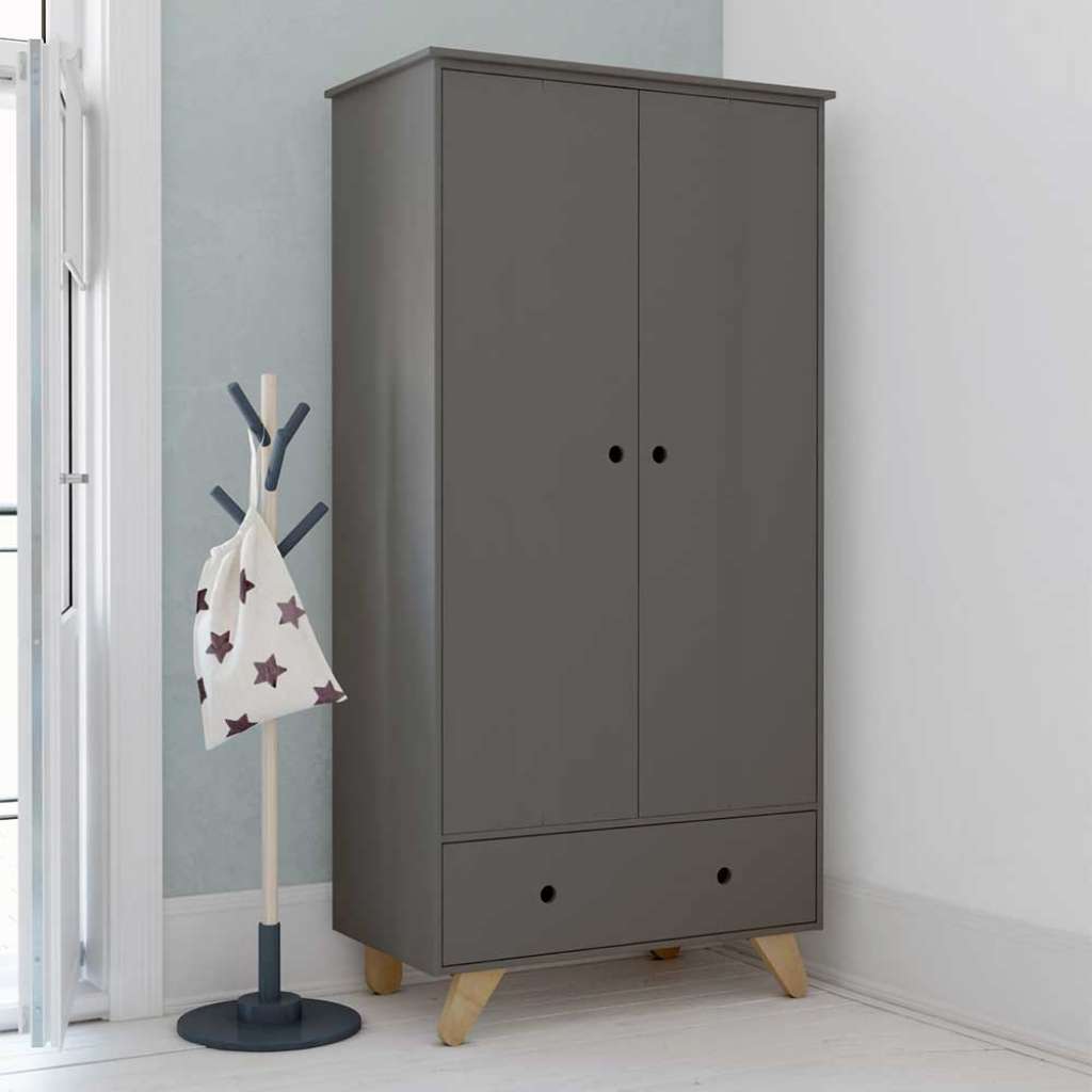 Kinderzimmer Kleiderschrank in Grau Piniefarben