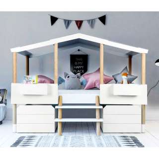 Haus Kinderzimmerbett in Weiß Piniefarben
