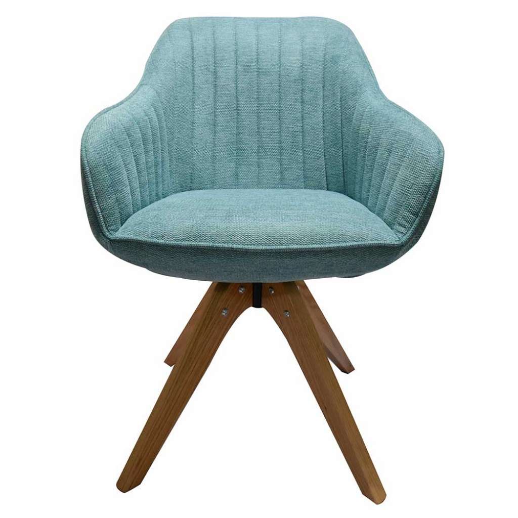 Moderner Armlehnenstuhl in Petrol Webstoff drehbar