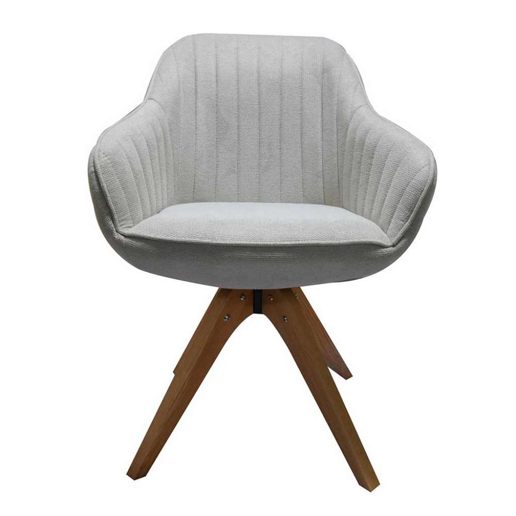 Drehbarer Polsterstuhl in Cremefarben Armlehnen