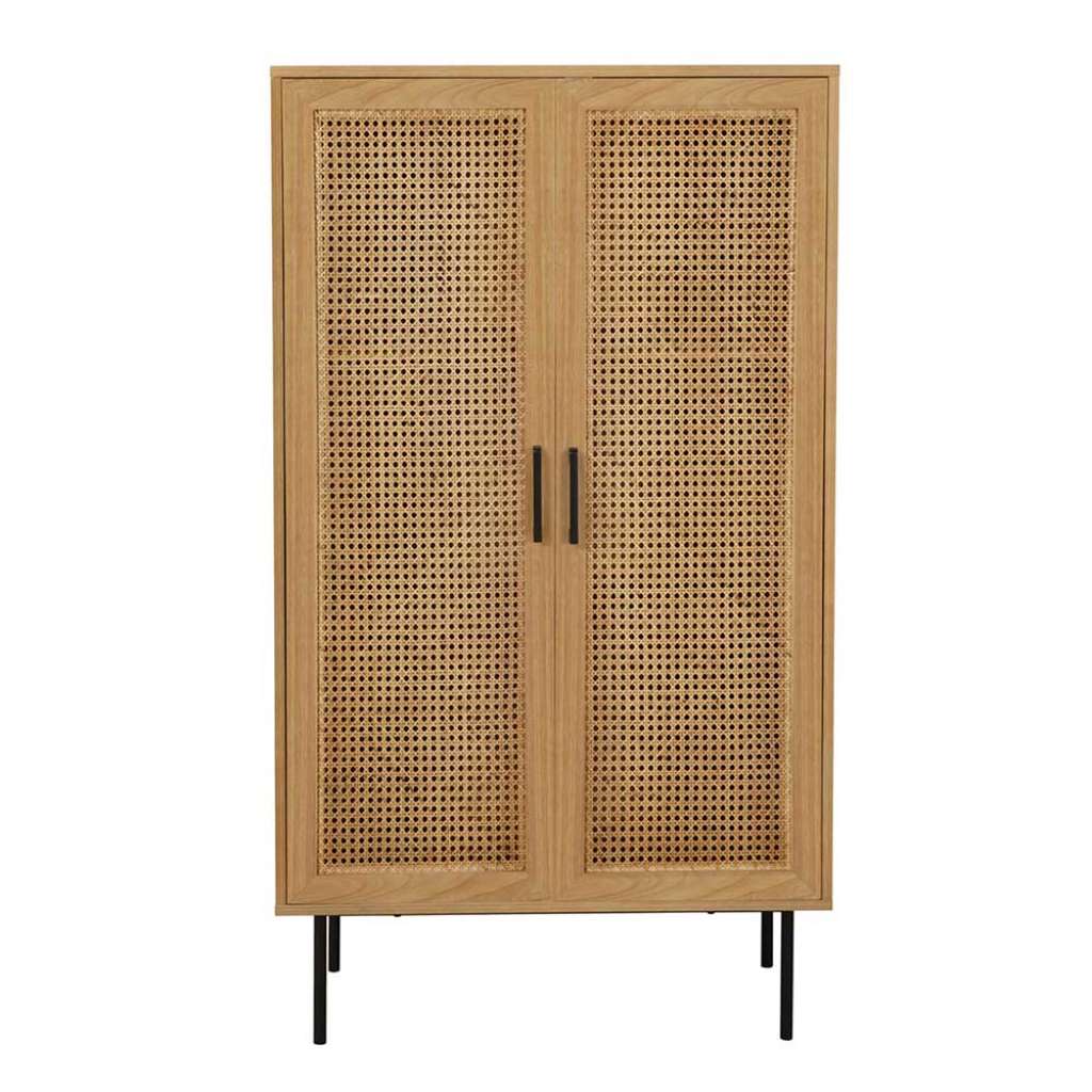 Wohnzimmer Schrank mit Rattan Geflecht 2 türig