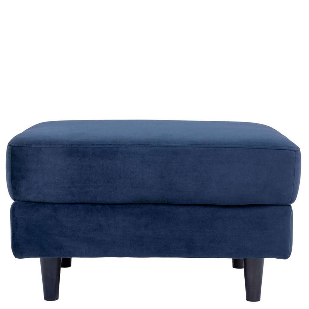 Samt Hocker in Dunkelblau und Schwarz Skandi Design