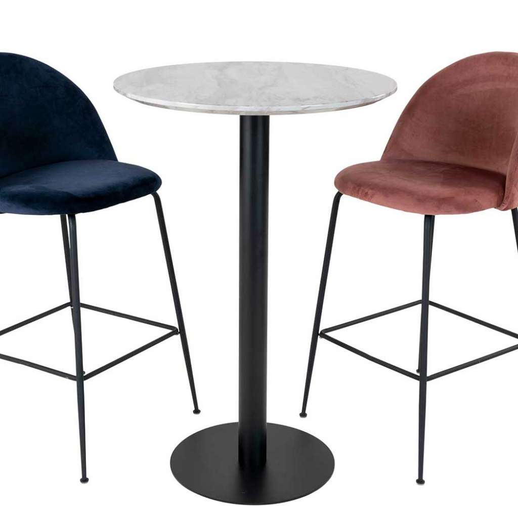 Runder Bartisch in Weiß Hellgrau Schwarz 105 cm hoch