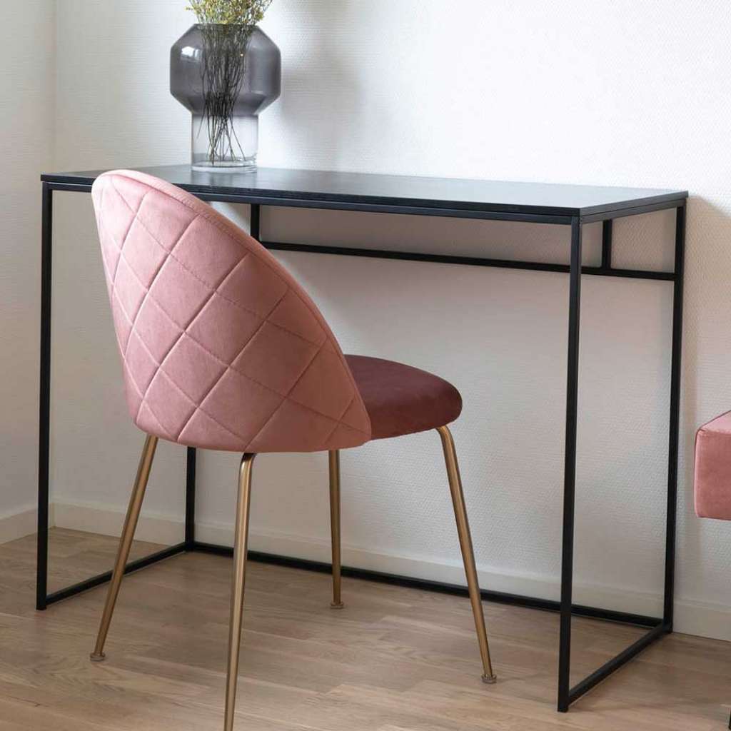 Designschreibtisch in Schwarz Bügelgestell aus Metall