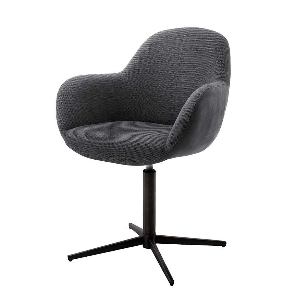 Esszimmer Drehstühle in Anthrazit und Schwarz Gestell aus Metall (2er Set)