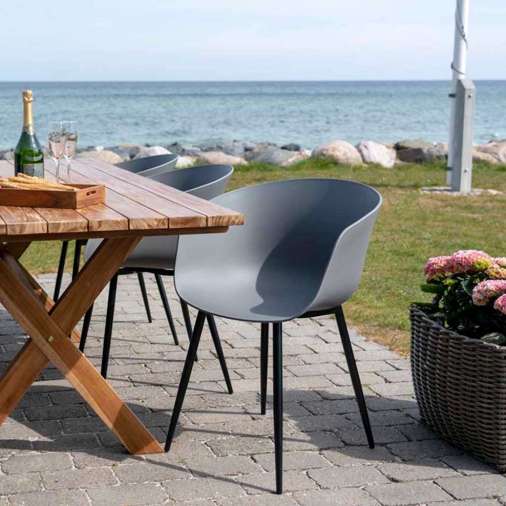 Outdoor Stühle in Grau und Schwarz Kunststoff (2er Set)