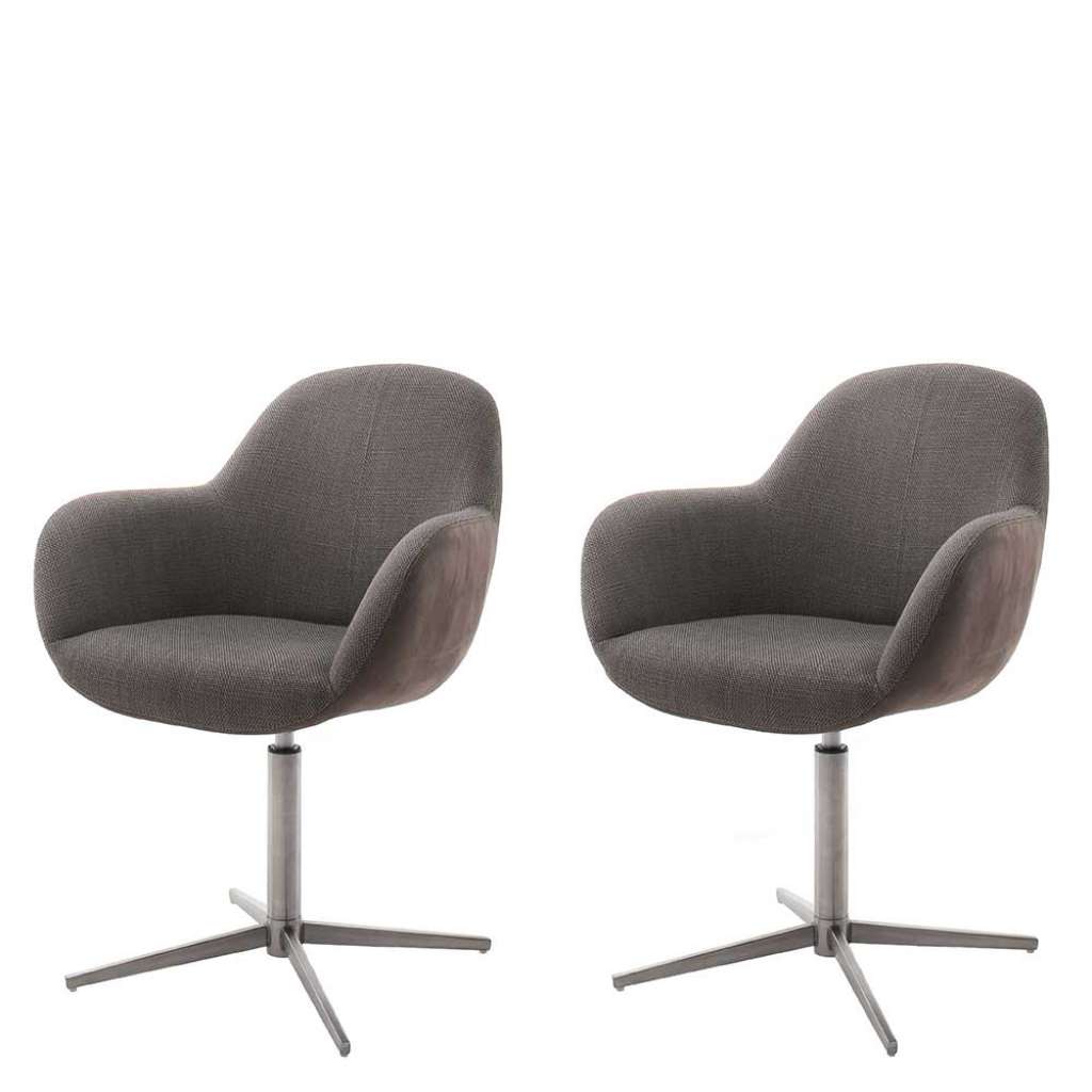 Drehstühle Retro in Hellbraun Silberfarben (2er Set)