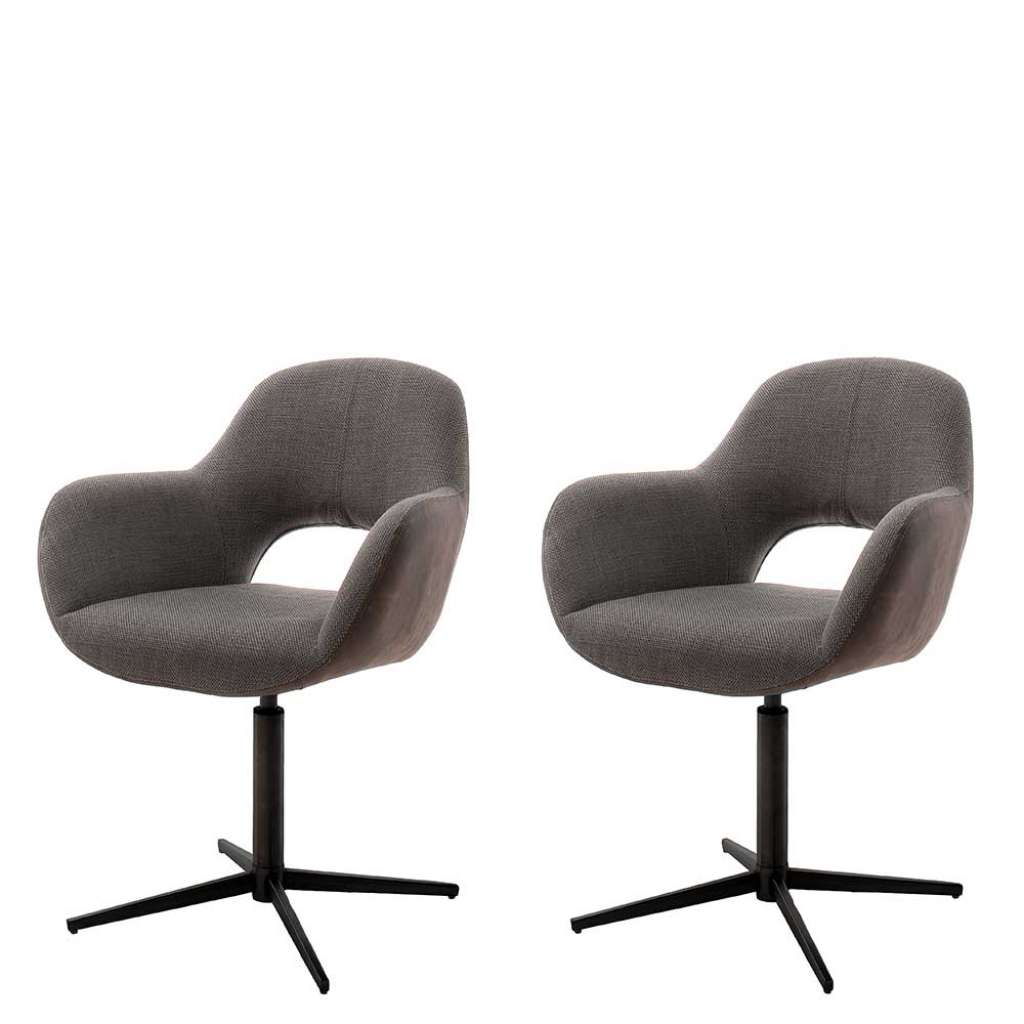 Polster Drehstühle in Hellbraun und Schwarz Retrostil (2er Set)