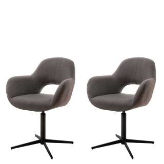 Polster Drehstühle in Hellbraun und Schwarz Retrostil (2er Set)