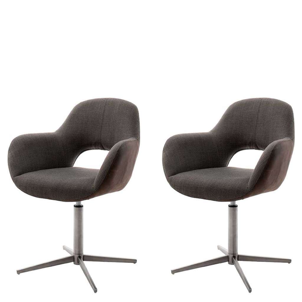 Esszimmer Drehstühle in Hellbraun Silberfarben (2er Set)