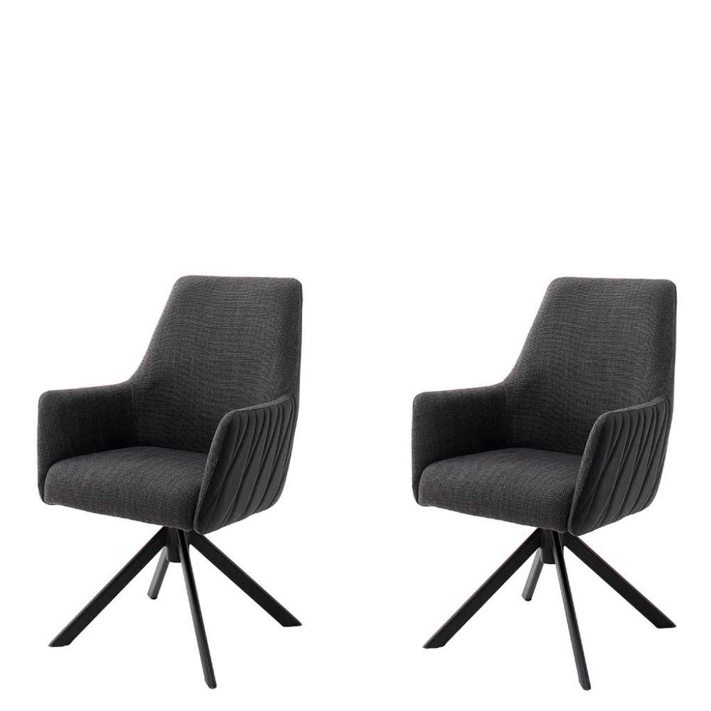Esstischstühle in Anthrazit und Schwarz drehbar (2er Set)