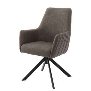 Polsterstühle Esszimmer in Hellbraun und Schwarz drehbar (2er Set)