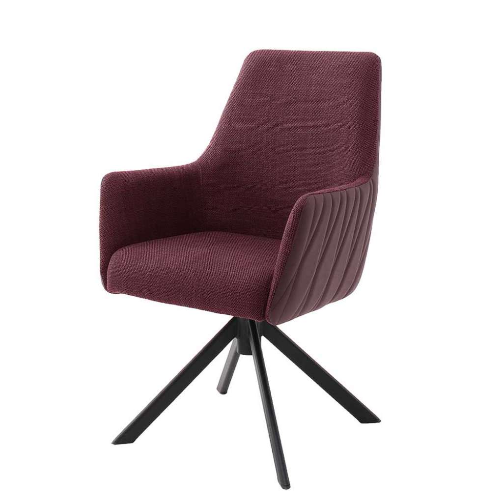 Armlehnstühle in Dunkelrot und Schwarz drehbar (2er Set)