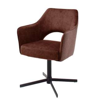 Drehstuhl in Rostfarben und Schwarz Retrostil (2er Set)