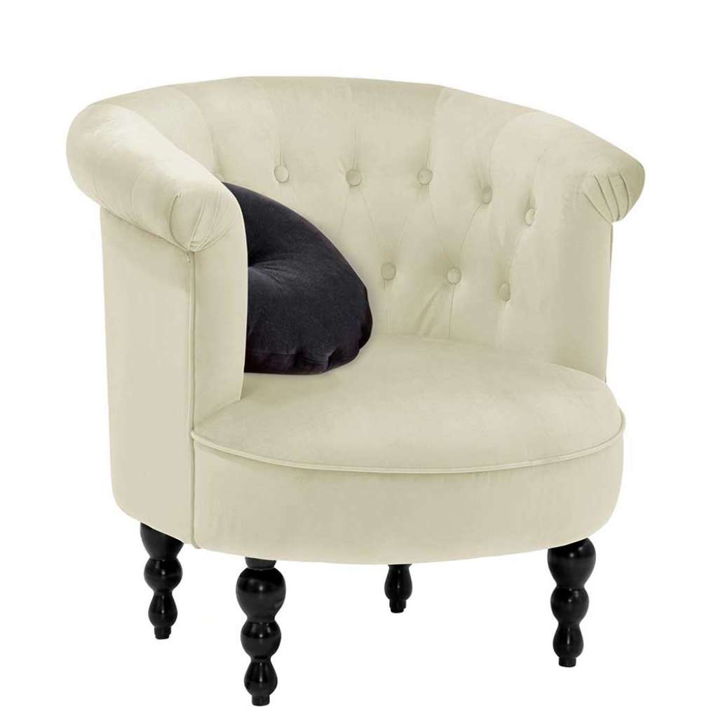 Polstersessel in Cremefarben Samt Chesterfield Look