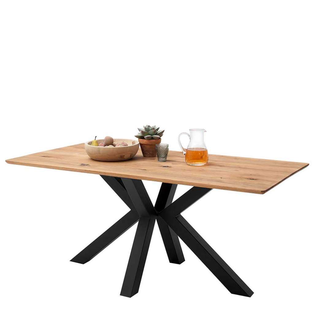 Esszimmer Tisch aus Eiche Massivholz Metall Vierfußgestell
