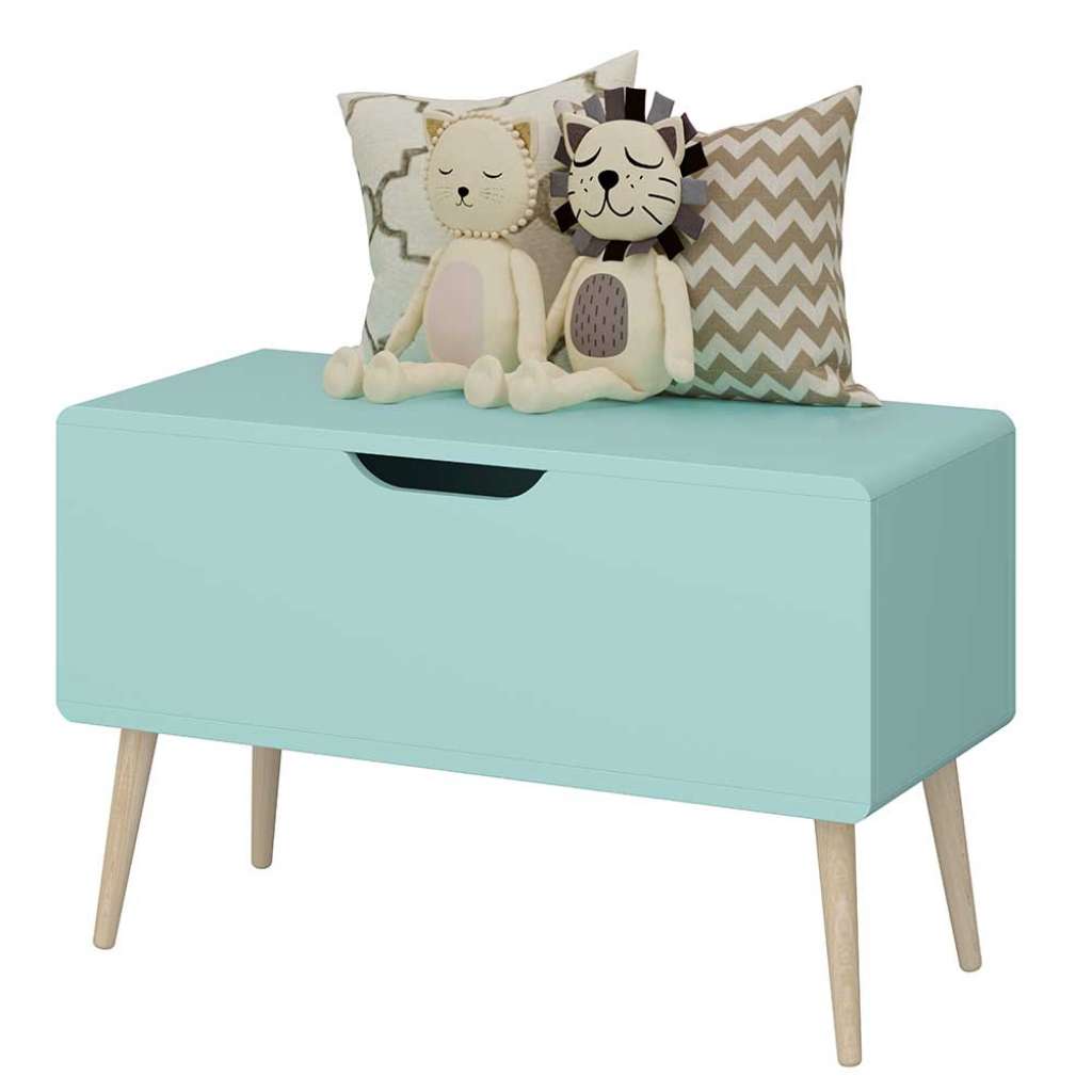 Kinderzimmertruhe in Mintgrün Eichefarben