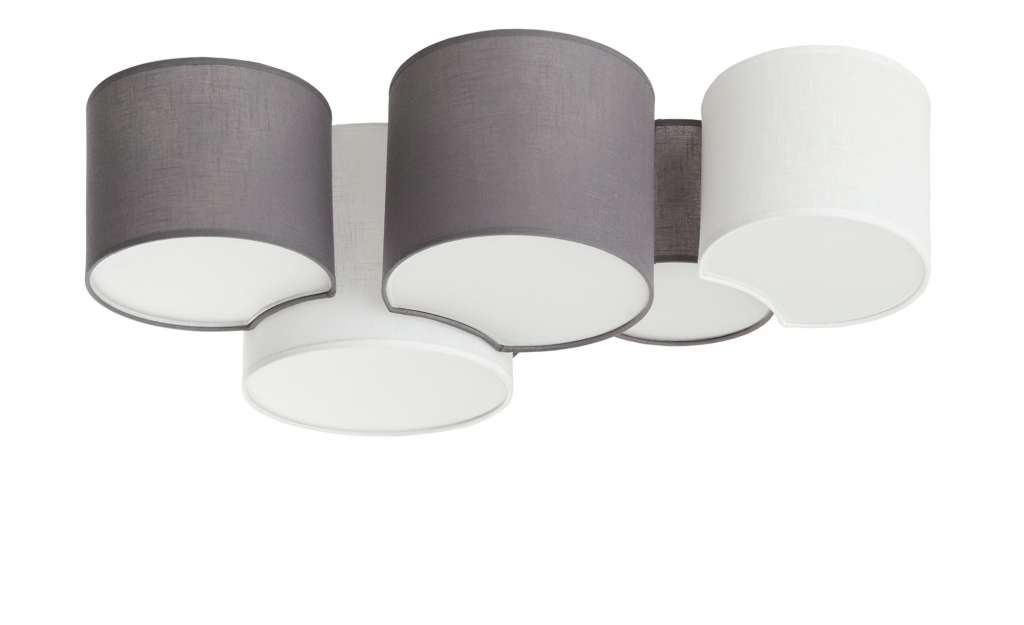 Deckenleuchte, 5-flammig, Stoffschirme grau / weiß ¦ grau Lampen & Leuchten > Innenleuchten > Deckenleuchten - Höffner