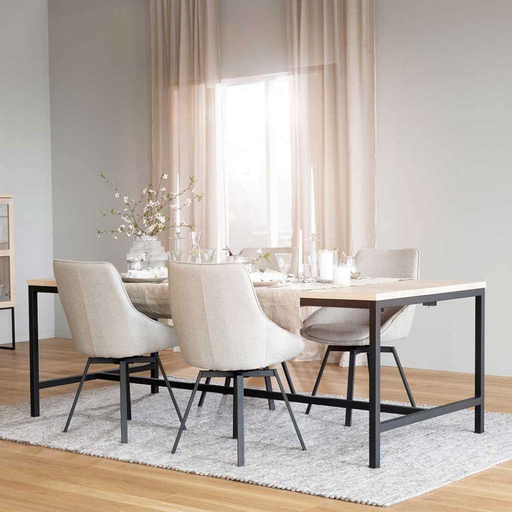 Esszimmer Sitzgruppe mit vier Sitzplätzen Beige (fünfteilig)