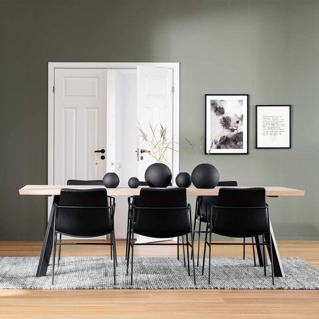 Esszimmersitzgruppe in Schwarz Eiche White Wash (siebenteilig)