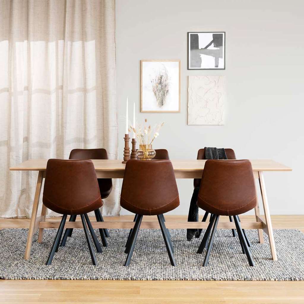 Esszimmerkombination in Braun Schwarz Eichefarben Skandi Design (siebenteilig)