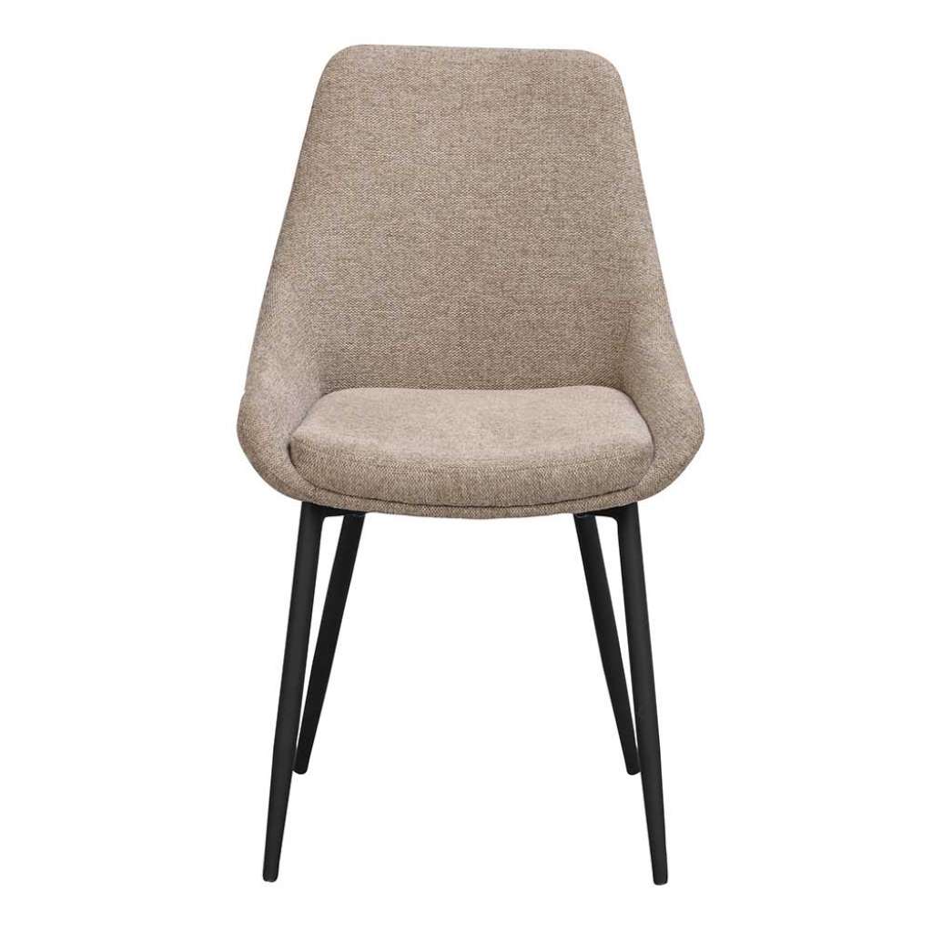 Polsterstühle Esszimmer in Beige und Schwarz Gestell aus Metall (2er Set)