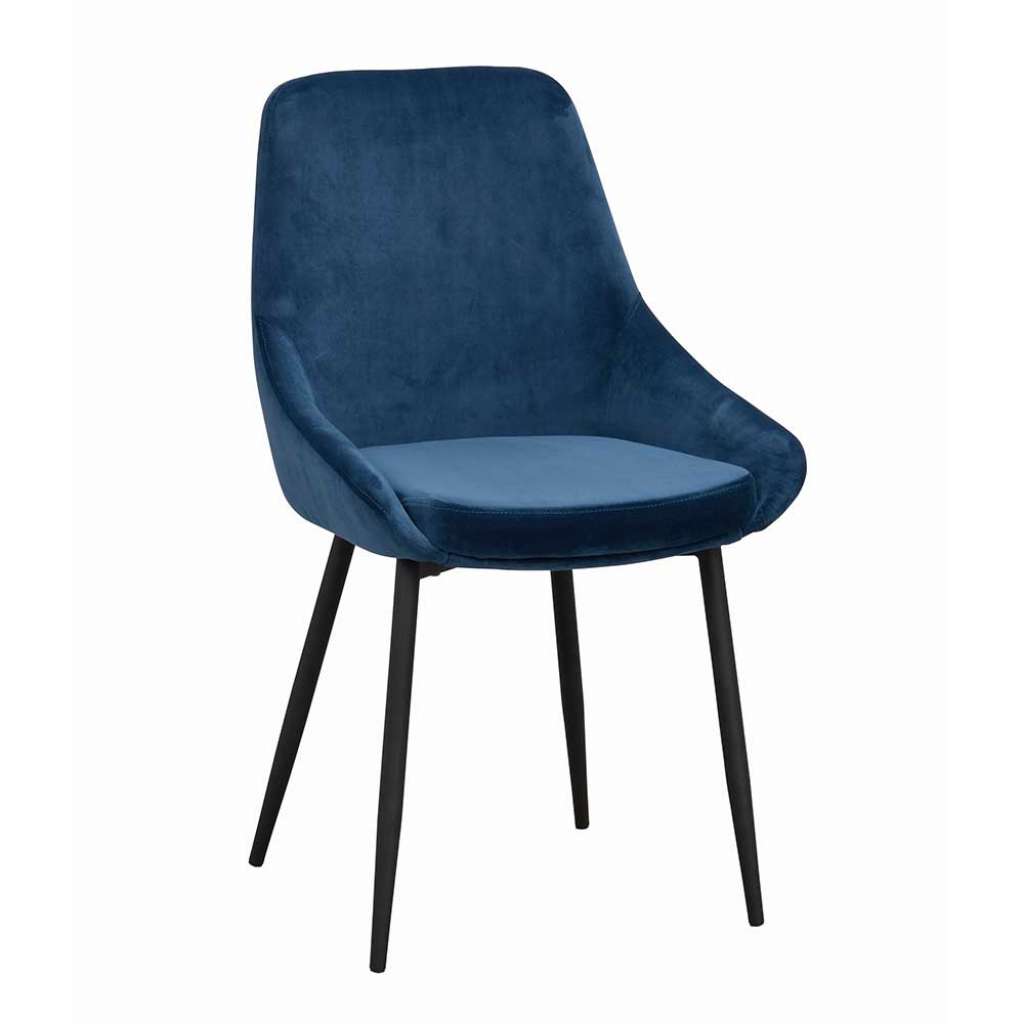 Esstisch Stühle Blau mit Gestell aus scharzem Metall 47 cm Sitzhöhe (2er Set)