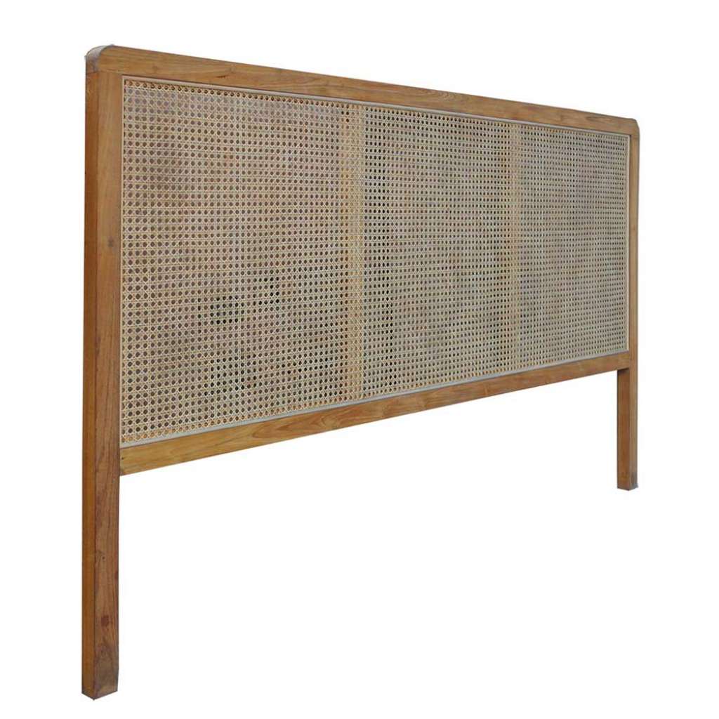 Bett Kopfteil aus Teak Massivholz und Rattan 200 cm breit