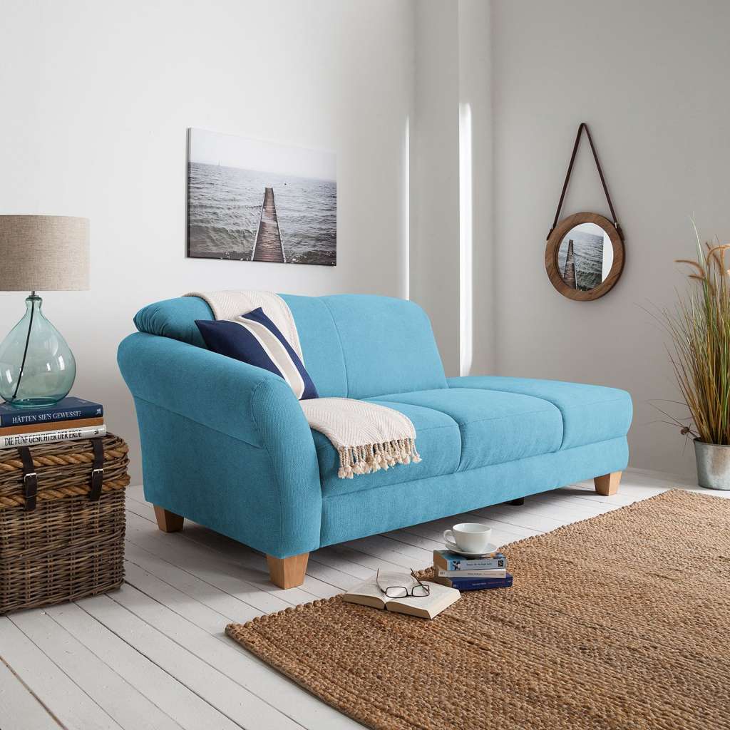 home24 Ars Natura Recamiere Cebu Hellblau Webstoff 194x84x91 cm