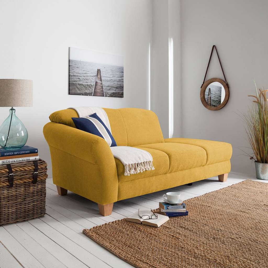 home24 Ars Natura Recamiere Cebu Safrangelb Webstoff 194x84x91 cm