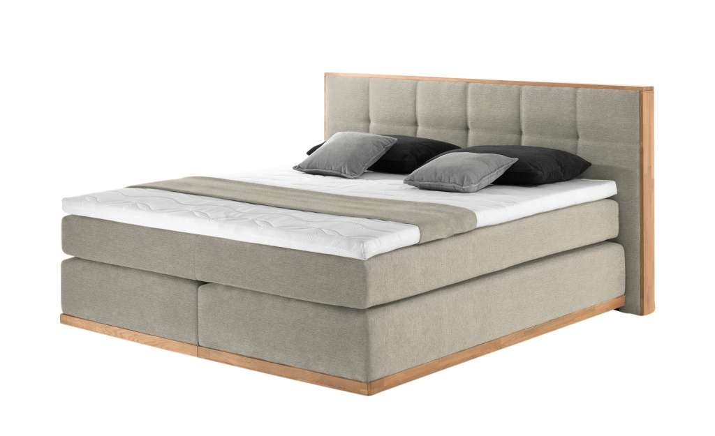uno Massivholz-Boxspringbett  Luca ¦ beige Betten > Boxspringbetten > Boxspringbetten 180x200 - Höffner