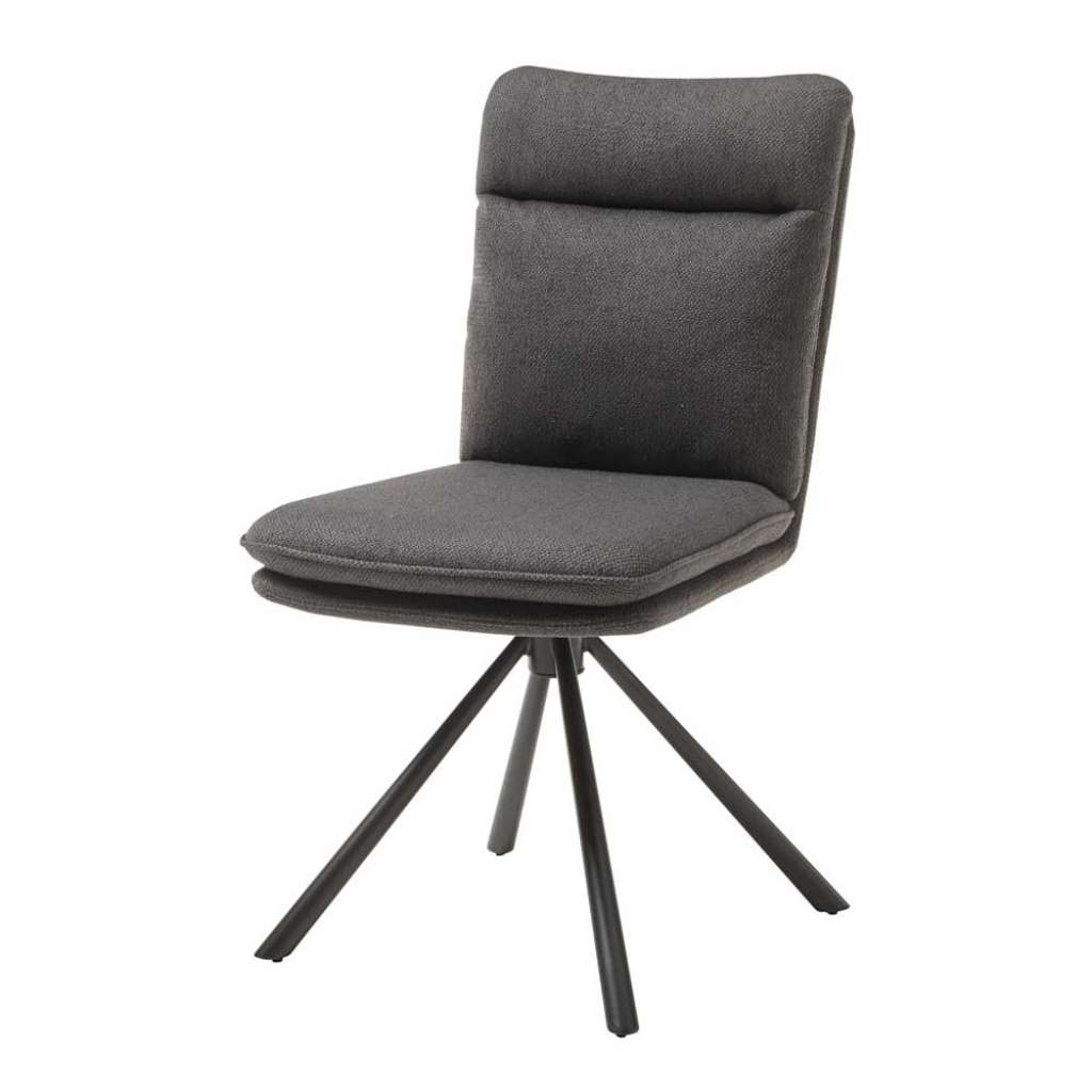 Esstisch Stühle in Grau Webstoff Gestell aus Metall (2er Set)