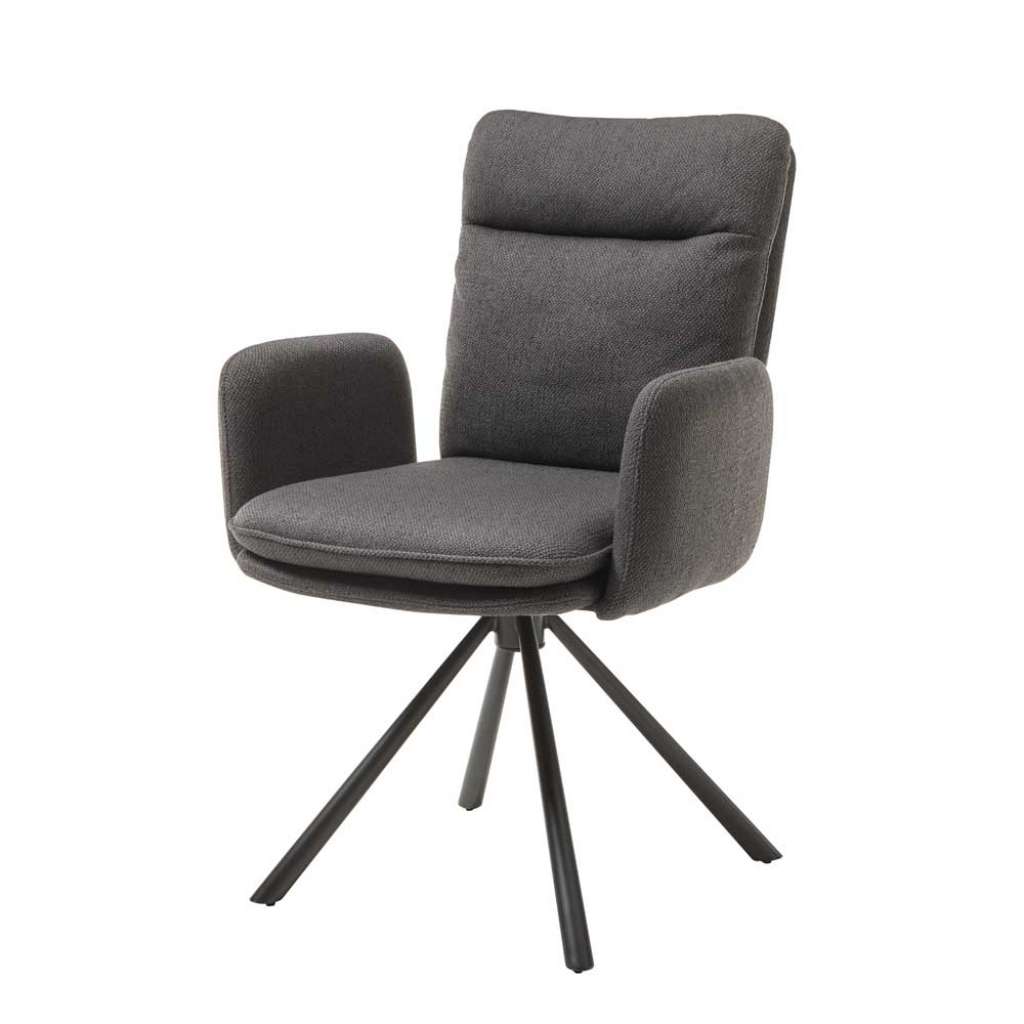 Polsterstuehle Esszimmer in Grau und Schwarz Gestell aus Metall (2er Set)