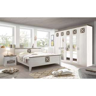 Komplettschlafzimmer in PinieTrüffelfarben Weiß (vierteilig)