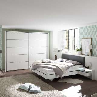 Design Schlafzimmer Set in Weiß Anthrazit (vierteilig)