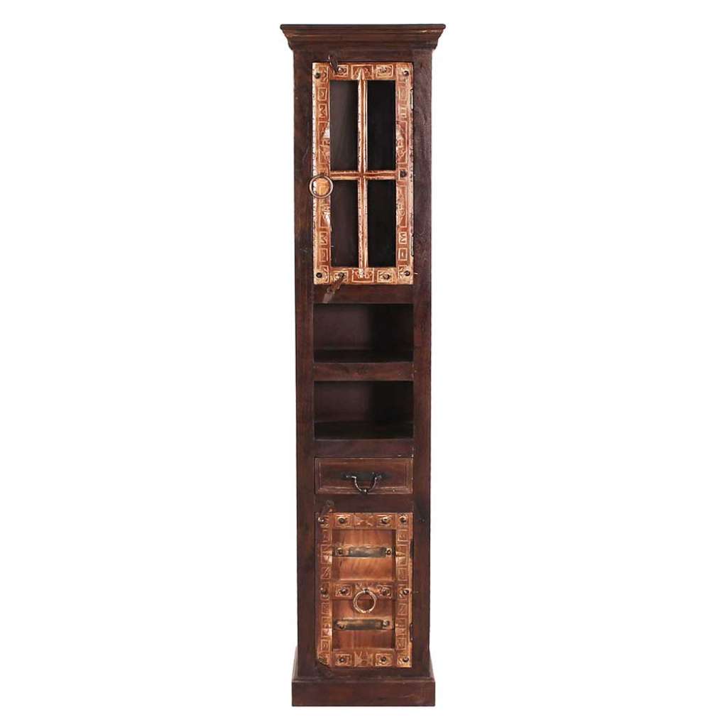 Kolonialstil Bad Hochschrank aus Teak Recyclingholz handgearbeitet