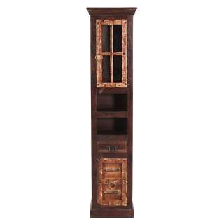 Kolonialstil Bad Hochschrank aus Teak Recyclingholz handgearbeitet