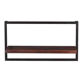 Kolonialstil Wandregal aus Teak Recyclingholz Metall
