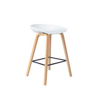 Küchen Hocker in Weiß Vierfußgestell aus Holz