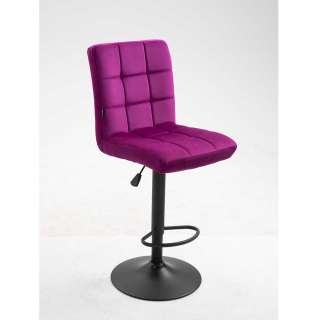 Samt Barhocker in Violett und Schwarz Gasdruck höhenverstellbar