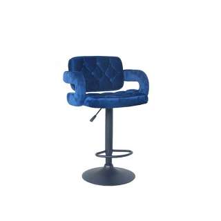 Bar Sitzhocker in Blau Samt gepolsterter Rückenlehne