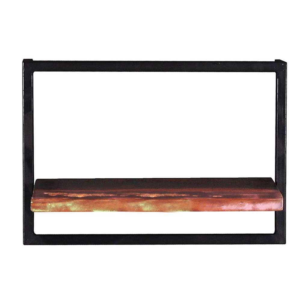Wohnzimmerregal aus Recyclingholz und Metall Wandmontage