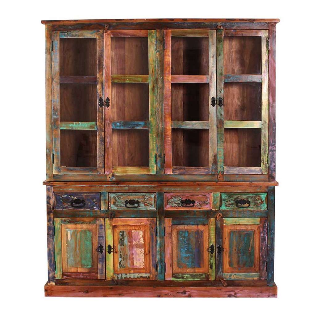 Wohnzimmer Vitrinenschrank in Bunt Shabby Chic Stil