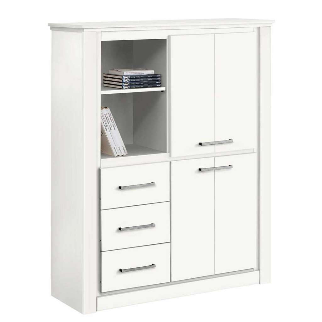 Weißes Highboard aus Kiefer Massivholz Landhausstil