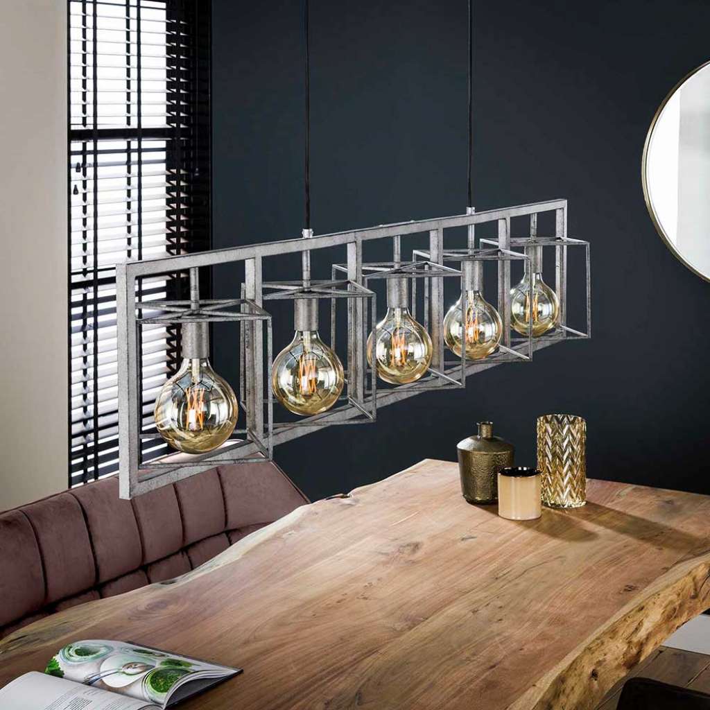 Metall Hängelampe im Industry und Loft Stil Altsilberfarben