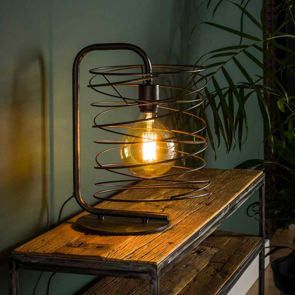 Industriestil Tischlampe in Dunkelgrau Metall