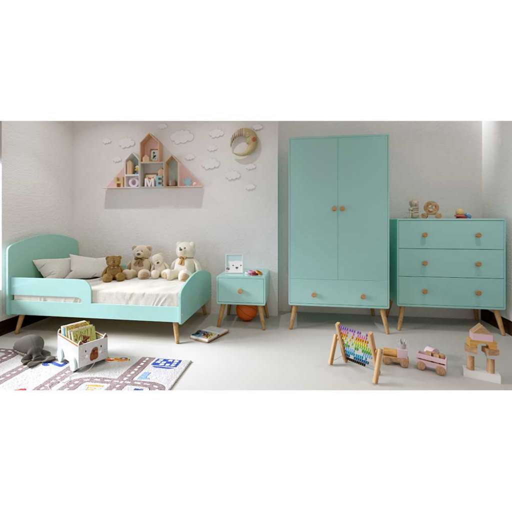 Kinderzimmer Set in Mintgrün und Eiche Schrank (vierteilig)